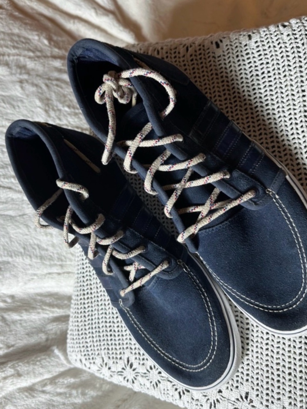 Rare Adidas blue suede high top deck sneakers- moccasin toe
